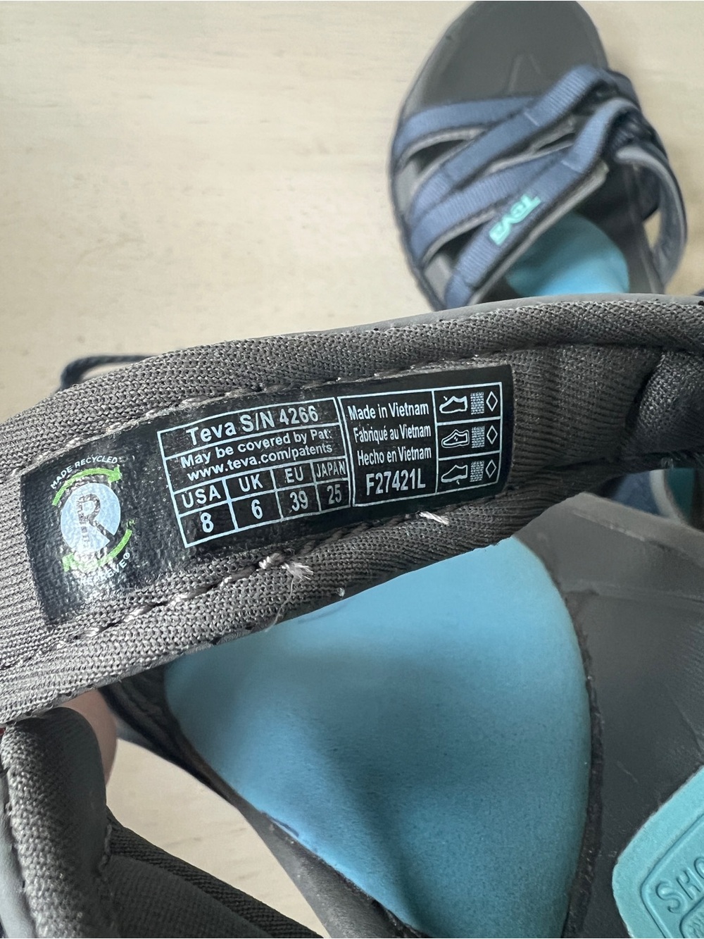 Teva TIRRA BERING Sea Navy Turquoise Open-Toe Hiking Strappy Sandals Size 8 - Picture 8 of 8